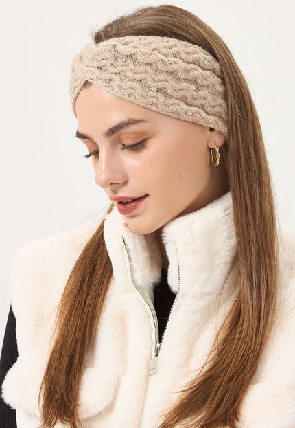 NEW3010 Gebreide Haarband met Glitter Steentjes