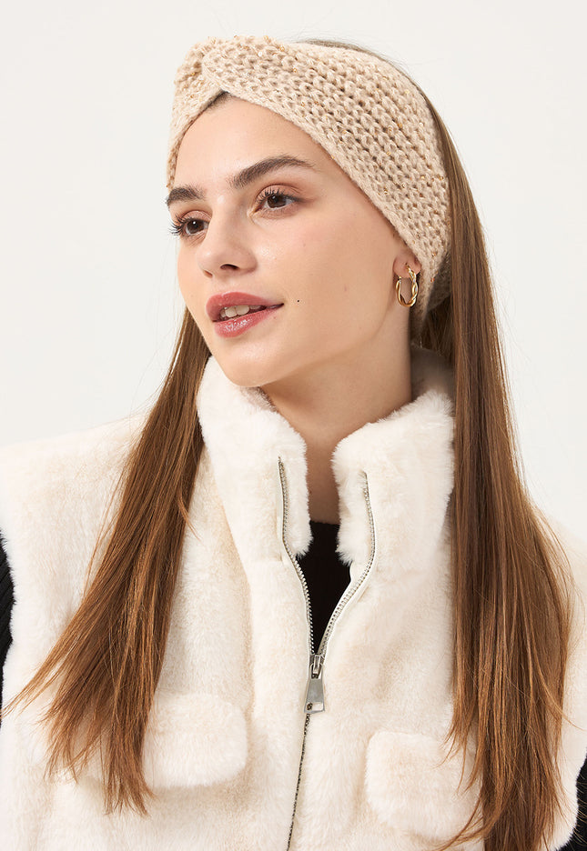 NEW3010 Gebreide Haarband met Pailletten