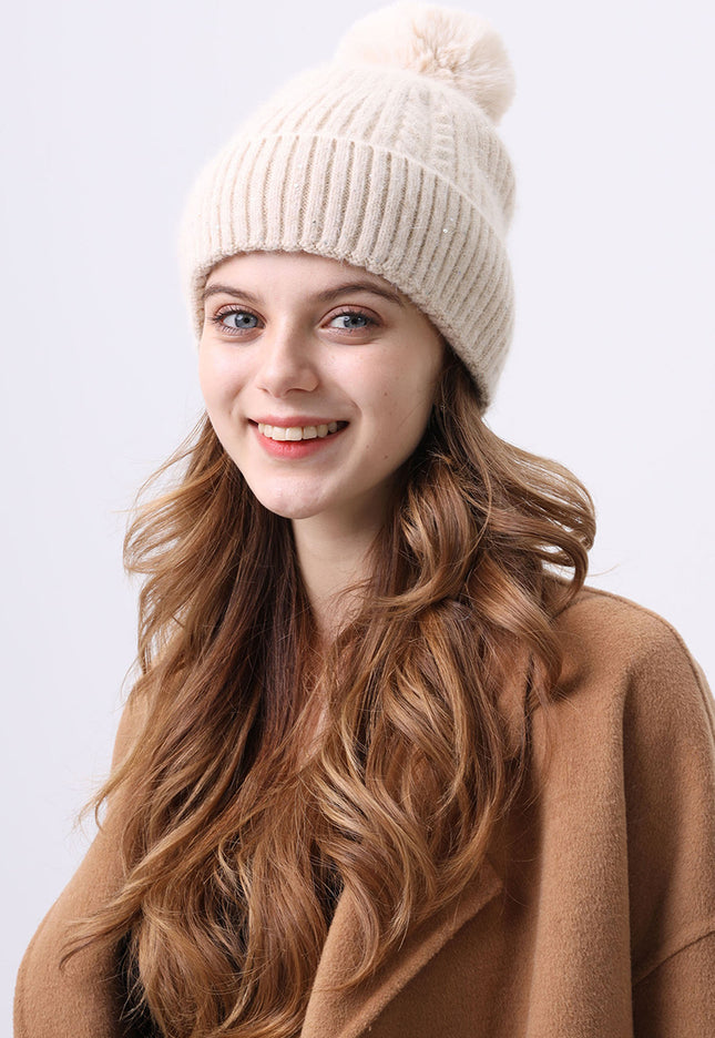 NEW3010 Gebreide Muts met Pompon