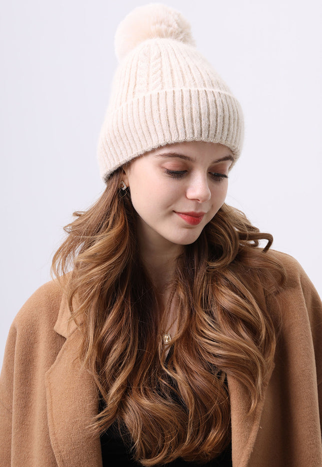 NEW3010 Gebreide Muts met Pompon