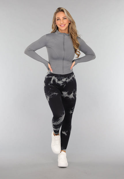 NEW3010 Grijze Sport Yoga Jas met Hoge Kraag