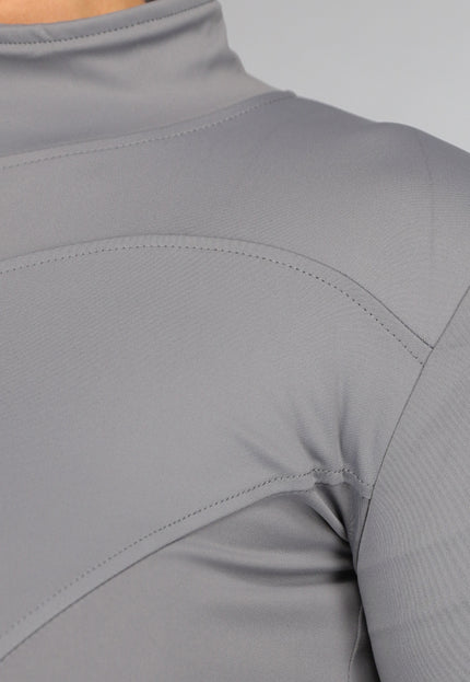 NEW3010 Grijze Sport Yoga Jas met Hoge Kraag