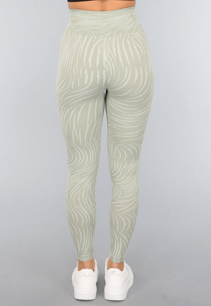 NEW3010 Khaki Sportlegging met Gestreepte Print