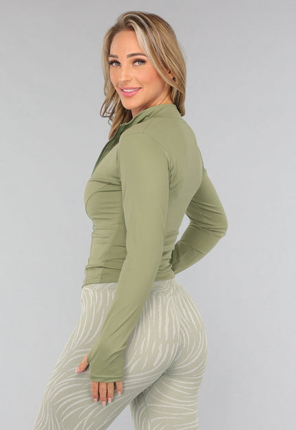 NEW3010 Khaki Trainingsjack met Duimgaten