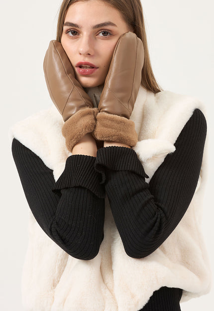 NEW3010 Lederlook Wanten met Bont Randje