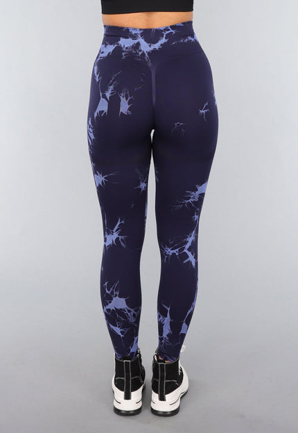 NEW3010 Navy Sportlegging met Tie Dye Print