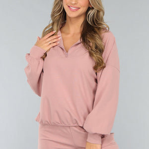 NEW3010 Oudroze Trui met Rits Detail