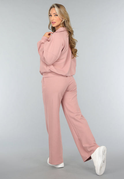 NEW3010 Oudroze Trui met Rits Detail