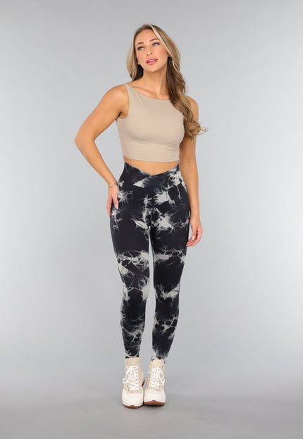 NEW3010 Print Stretch Overslag Legging met Tie Dye