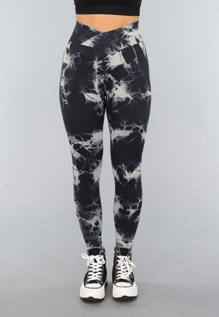 NEW3010 Print Stretch Overslag Legging met Tie Dye