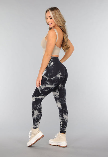 NEW3010 Print Stretch Overslag Legging met Tie Dye