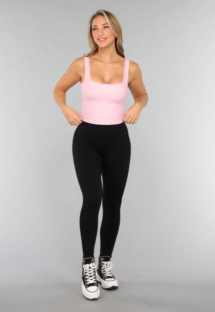 NEW3010 Roze Rib Croptop met Padding