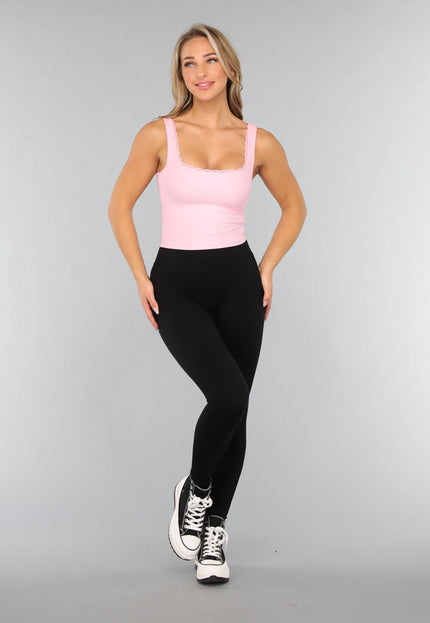 NEW3010 Roze Rib Croptop met Padding