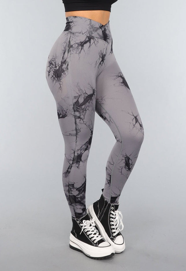 NEW3010 Stretchy Gym legging met Print en Overslag Taille