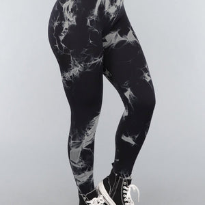 NEW3010 Tie Dye Gym Legging in Zwart met Push Up
