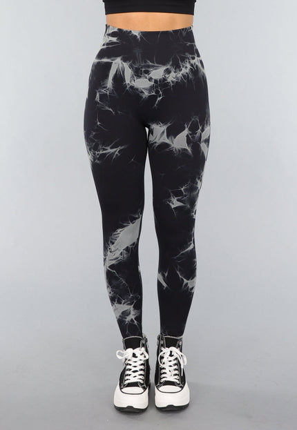 NEW3010 Tie Dye Gym Legging in Zwart met Push Up