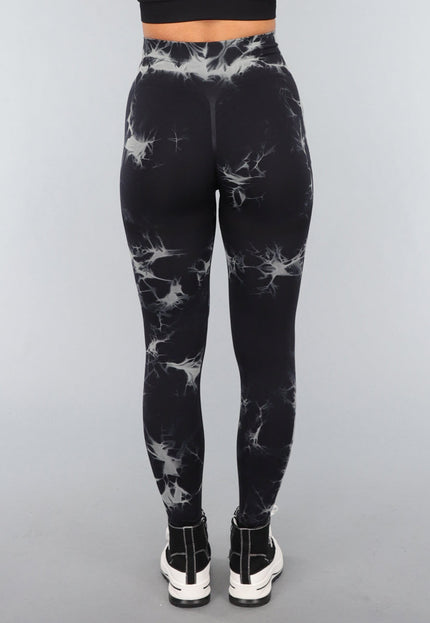 NEW3010 Tie Dye Gym Legging in Zwart met Push Up