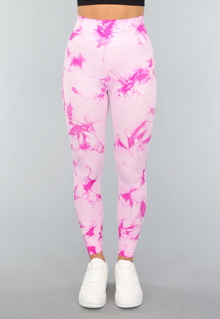 NEW3010 Tie Dye Roze Fitness Legging met Compressie Band