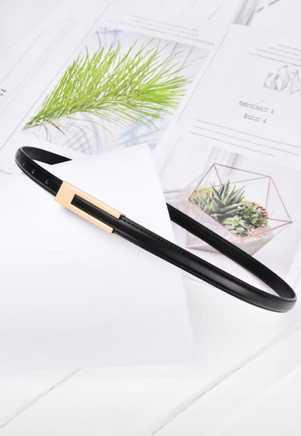 NEW210126 Zwarte Dunne Tailleriem met Gouden Detail