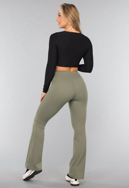 NEW3010 Zwarte Longsleeve Crop Top met Padding