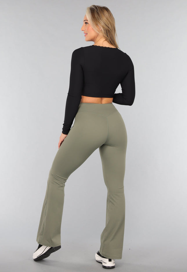NEW3010 Zwarte Longsleeve Crop Top met Padding