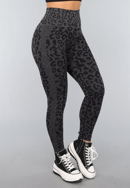 NEW3010 Zwarte Panterprint Gym Legging met Stretch