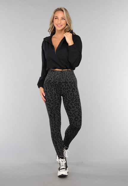 NEW3010 Zwarte Panterprint Gym Legging met Stretch