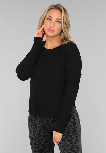 NEW3010 Zwarte Sportieve Top met Open Rug