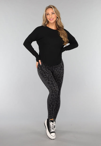 NEW3010 Zwarte Sportieve Top met Open Rug