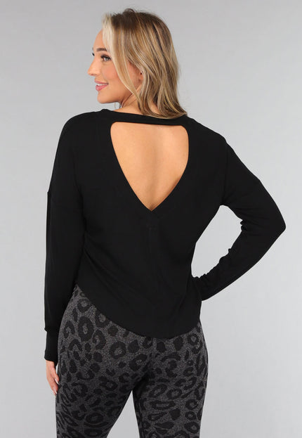 NEW3010 Zwarte Sportieve Top met Open Rug