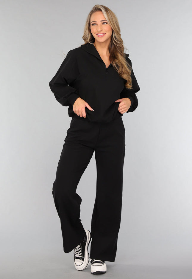 NEW3010 Zwarte Wide Leg Jogger