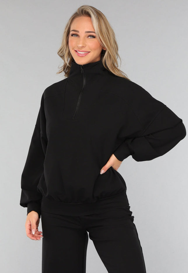 NEW3010 Zwarte Zipper Trui