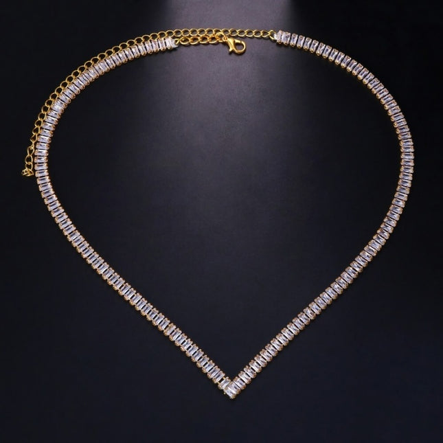 NEW3011 Gouden Diamanten Hals Ketting