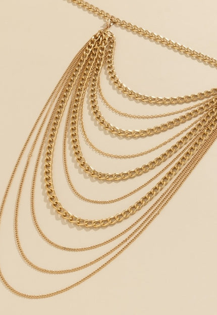 NEW3011 Gouden Grove Schouder Ketting