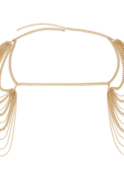 NEW3011 Gouden Grove Schouder Ketting