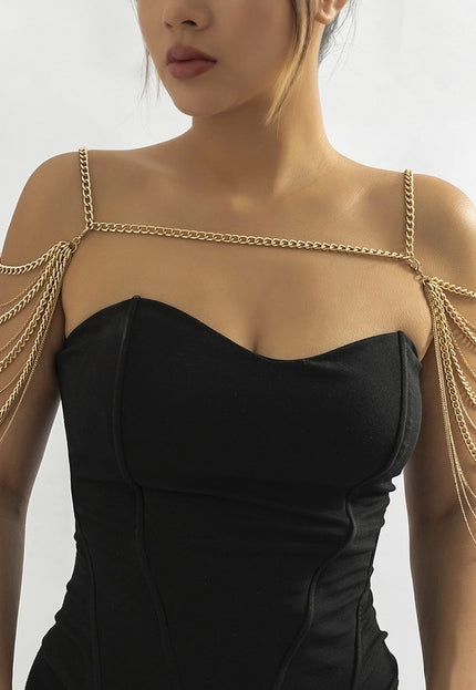 NEW3011 Gouden Grove Schouder Ketting