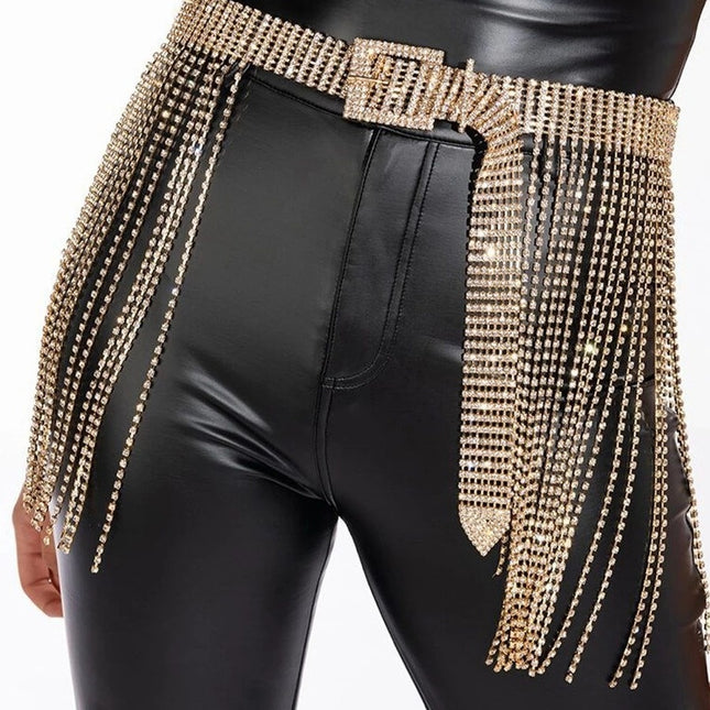 NEW3011 Gouden Waterval Strass Bodychain