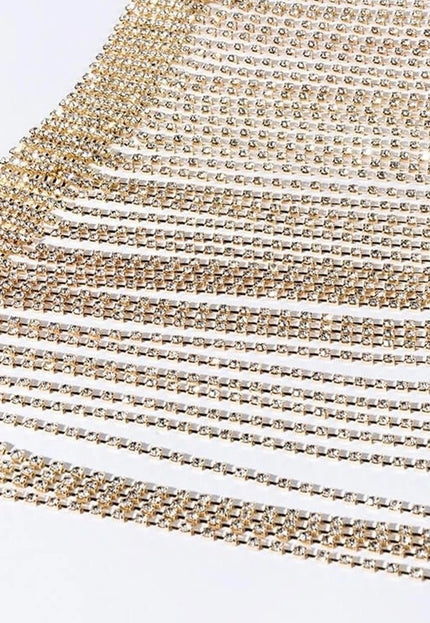 NEW3011 Gouden Waterval Strass Bodychain