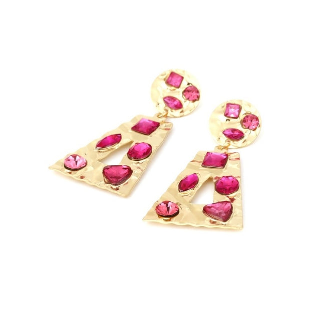 NEW3011 Rode Strass Retro Oorhangers