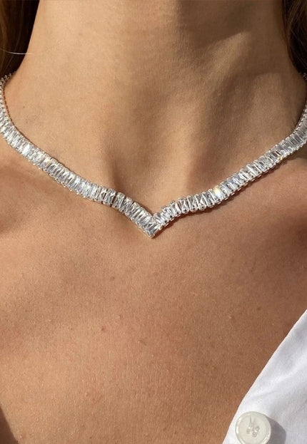 NEW3011 Zilveren Diamanten Hals Ketting