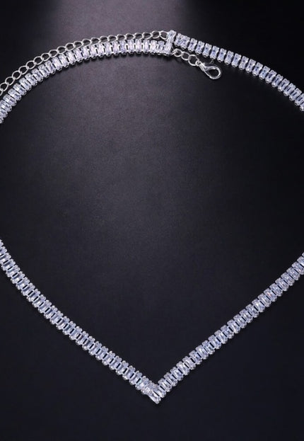 NEW3011 Zilveren Diamanten Hals Ketting