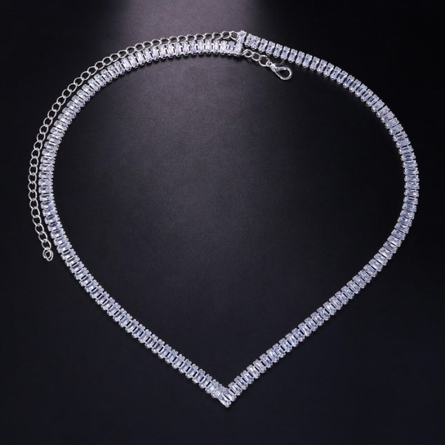 NEW3011 Zilveren Diamanten Hals Ketting