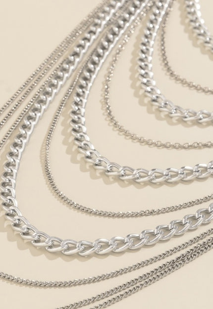 NEW3011 Zilveren Grove Schouder Ketting