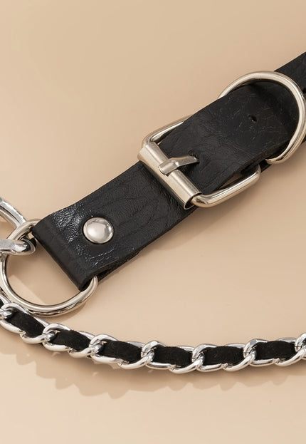 NEW3011 Zilveren Lederlook Riem