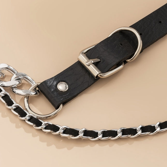 NEW3011 Zilveren Lederlook Riem