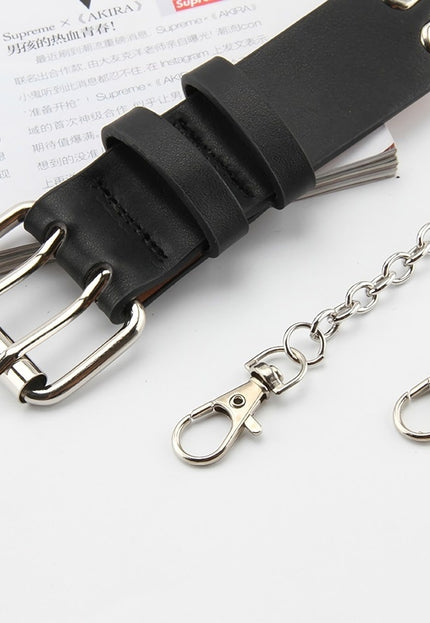 NEW3011 Zwarte Riem met Dubbele Ringen