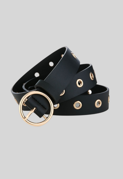 NEW3011 Zwarte Riem met Ronde Gesp