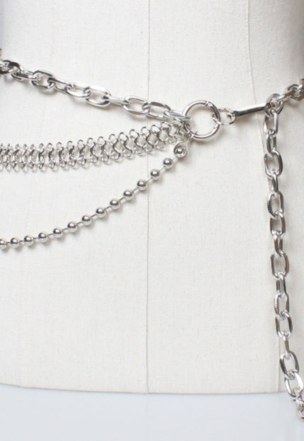 NEW3012 Grove Verstelbare Zilveren Taille Ketting