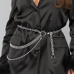 NEW3012 Grove Verstelbare Zilveren Taille Ketting