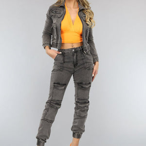 NEW3101 Grijze Cargo Two Piece